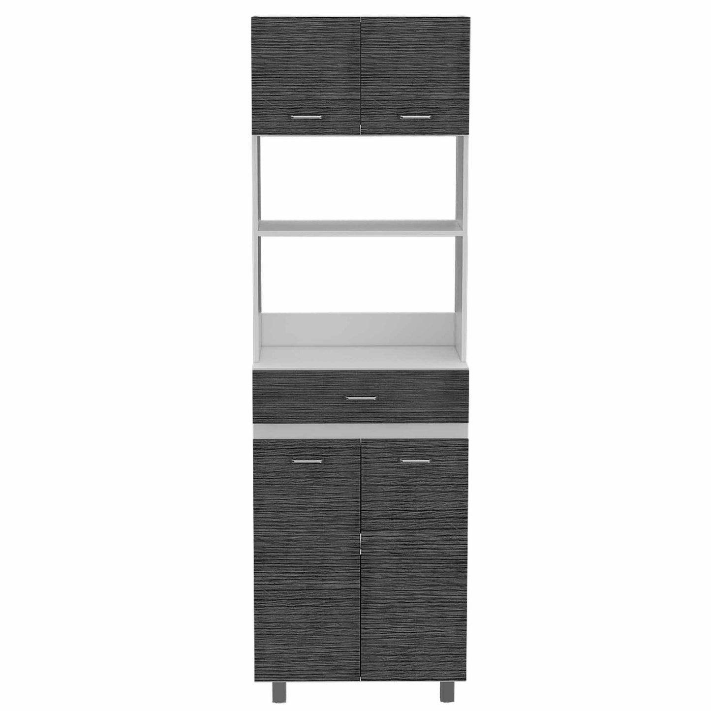 Modern Gray Stria Tall Kitchen Cart