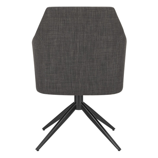 Dark Gray Fabric and Black Swivel Armchair