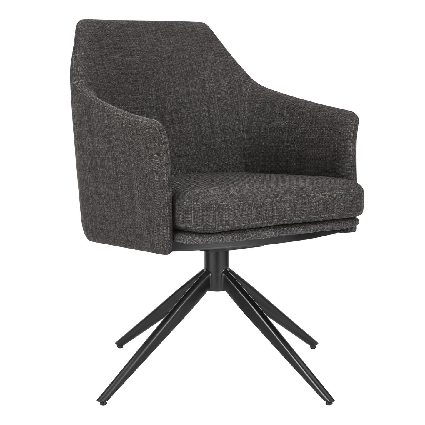 Dark Gray Fabric and Black Swivel Armchair