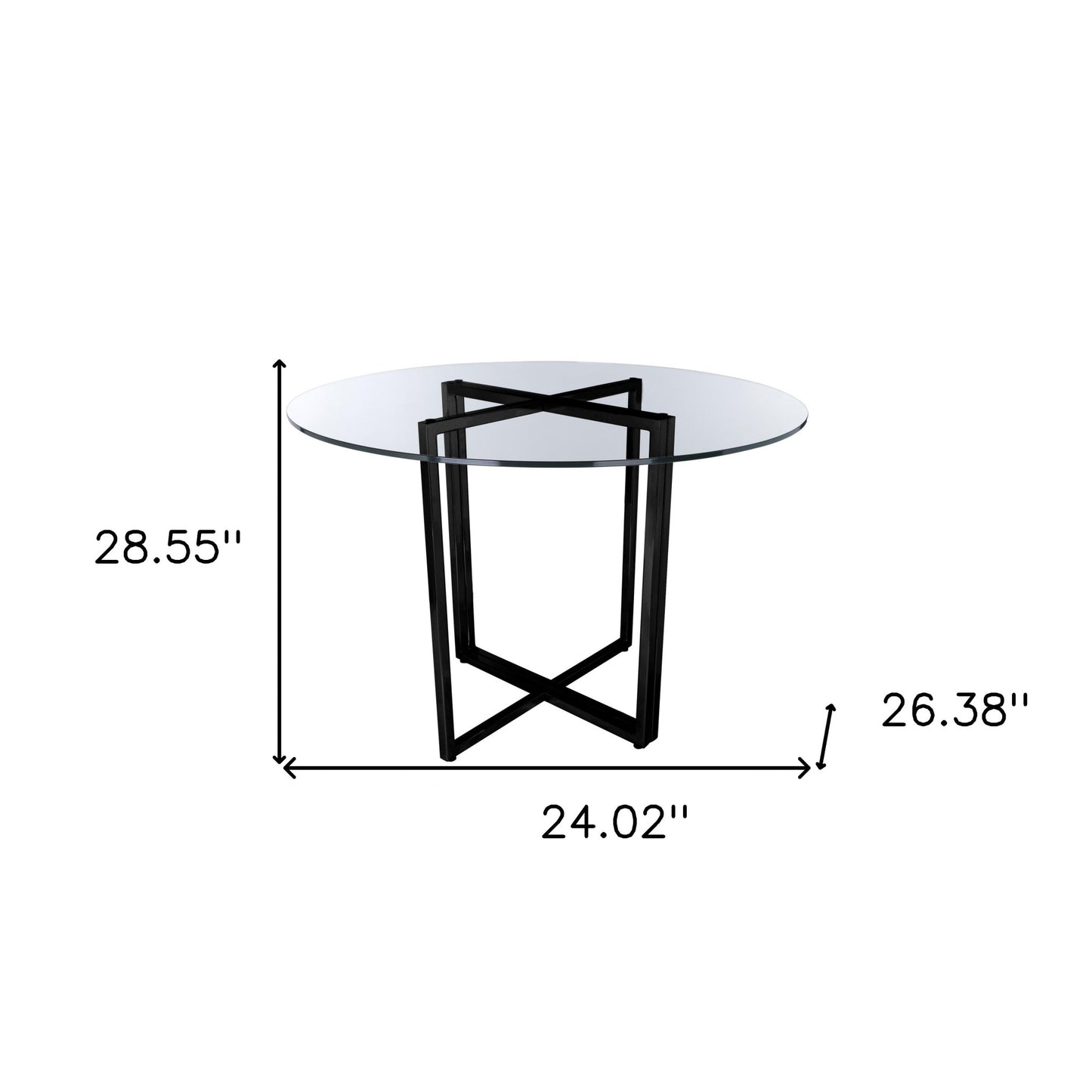 36" Glass Top Black Geo Base Round Dining Table