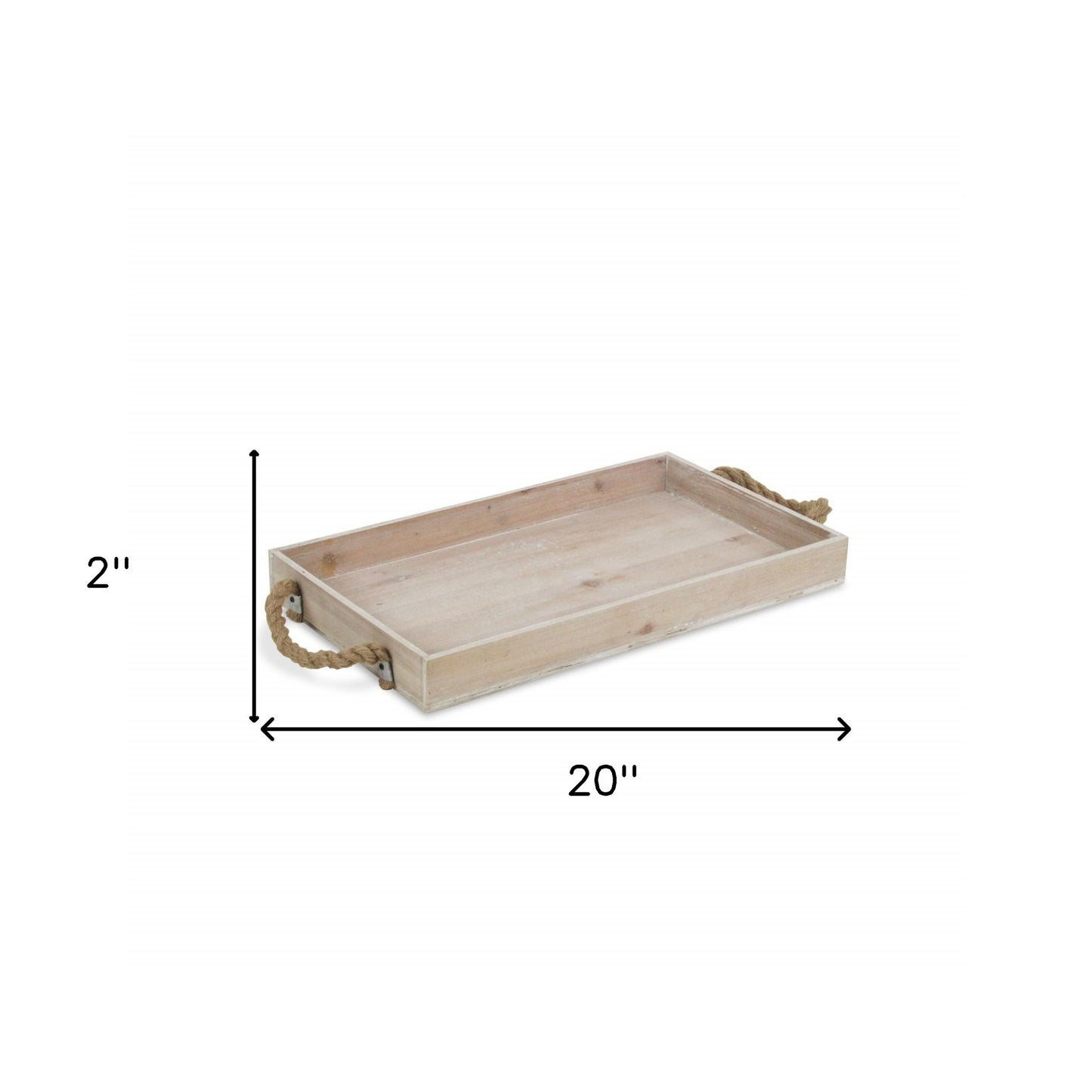 Light Gray Wooden Tray with Rope Handles