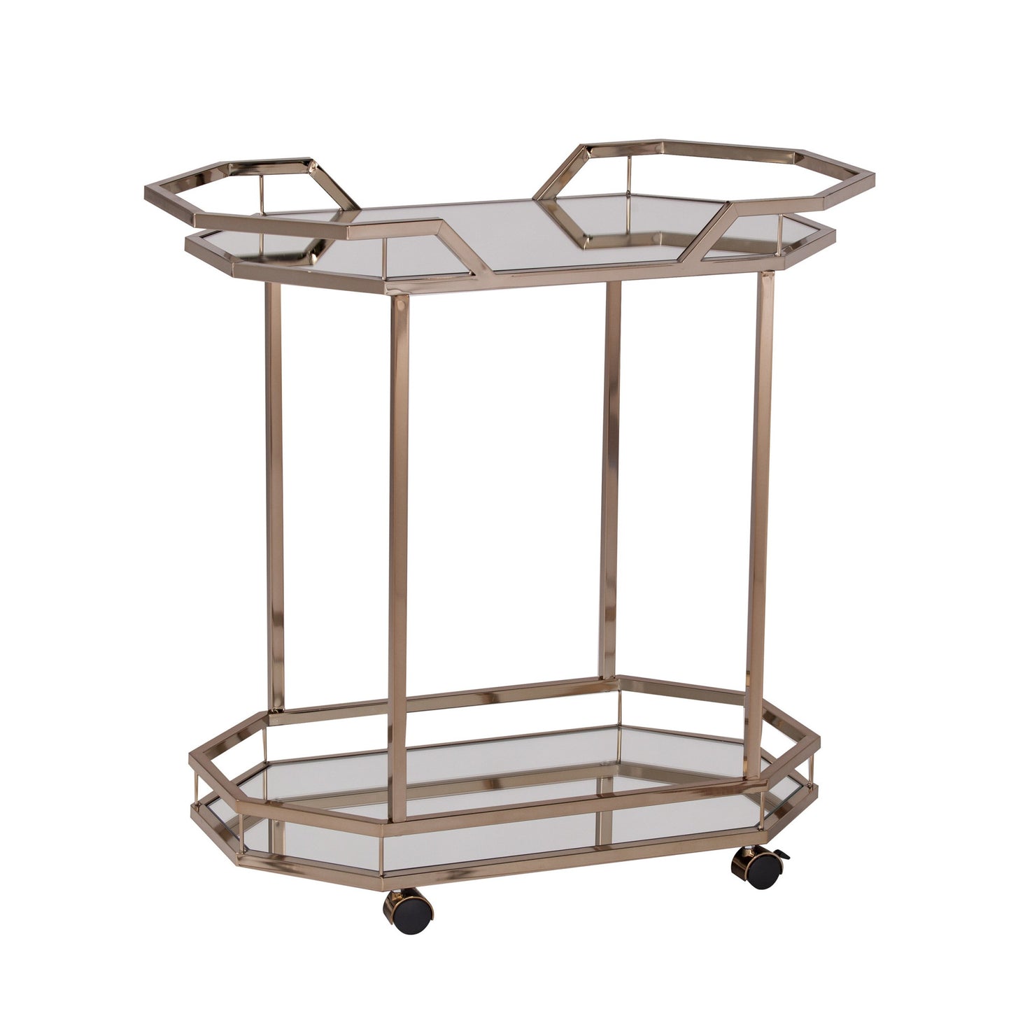 Champagne Iron And Mirrored Glass Bar Cart