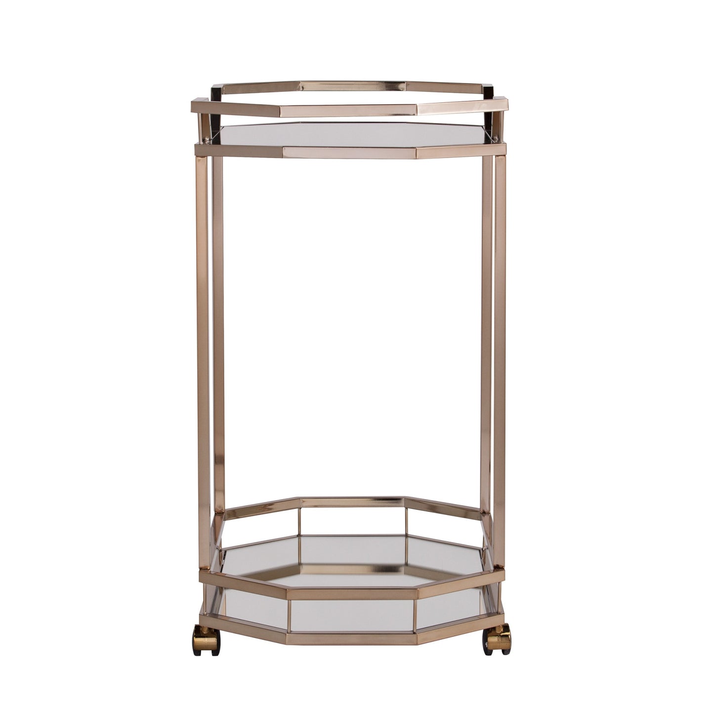 Champagne Iron And Mirrored Glass Bar Cart