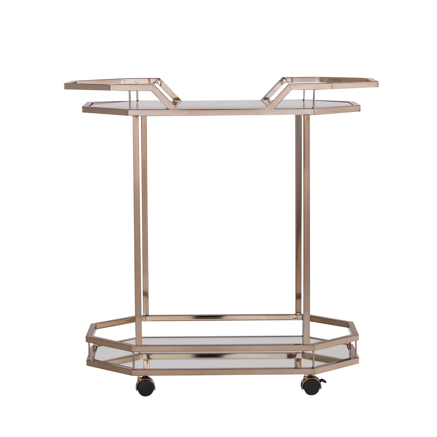 Champagne Iron And Mirrored Glass Bar Cart