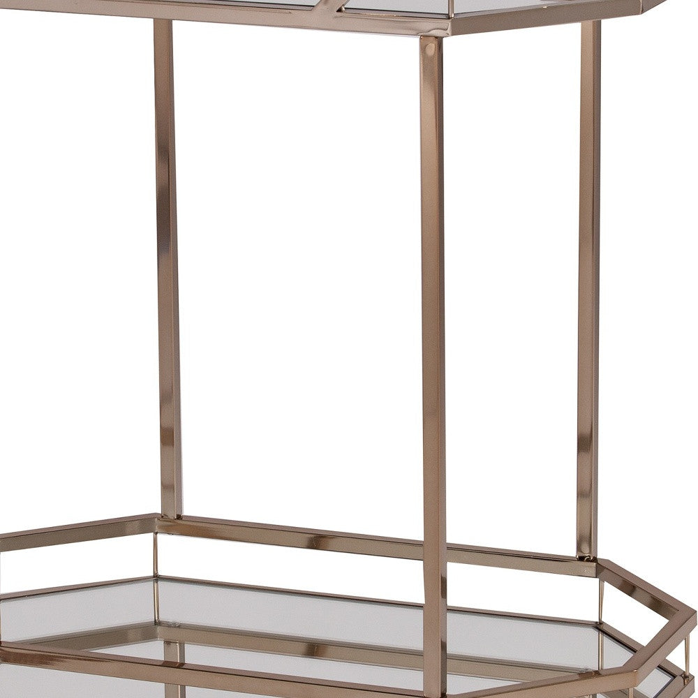 Champagne Iron And Mirrored Glass Bar Cart