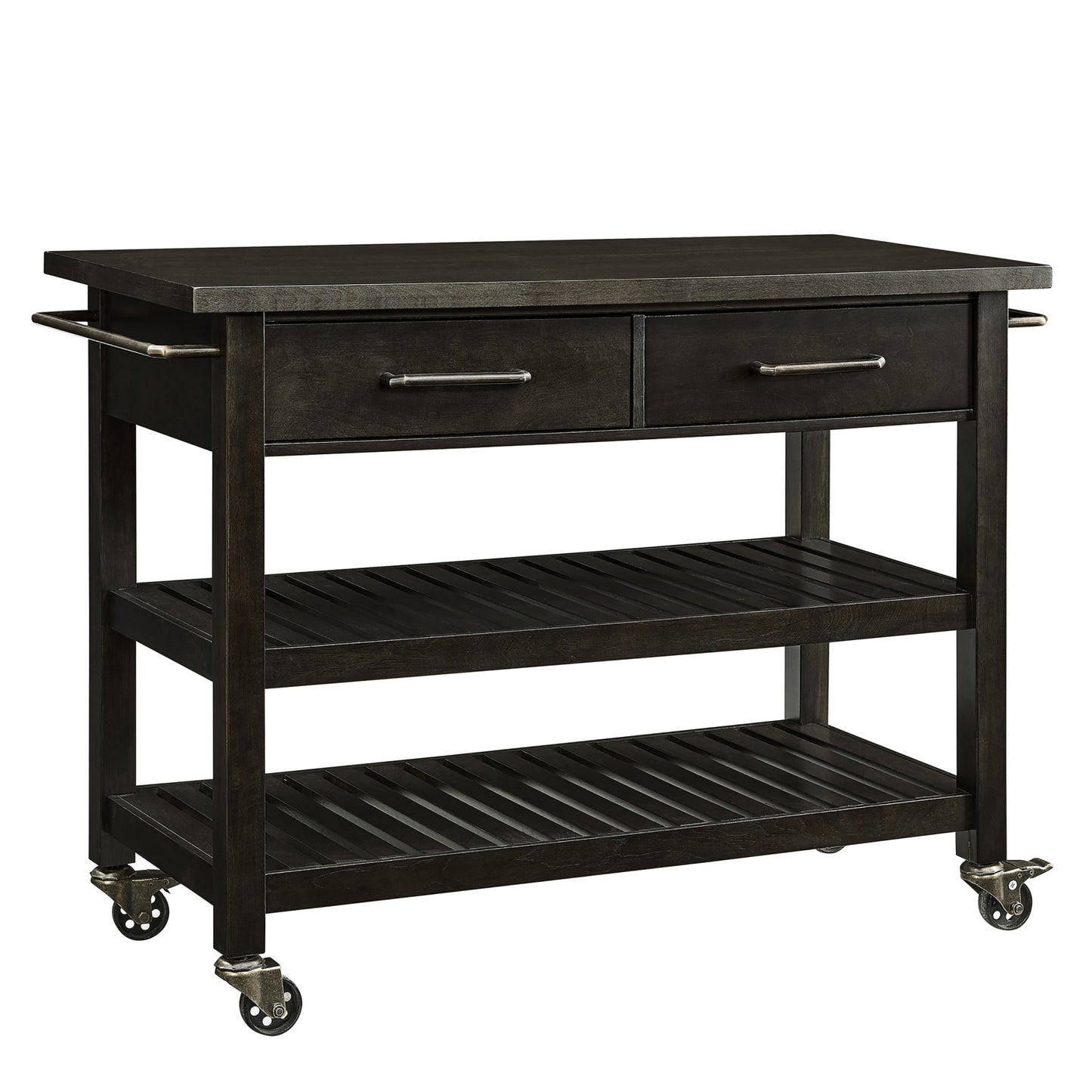 Brown 51" Rolling Kitchen Island With Storage