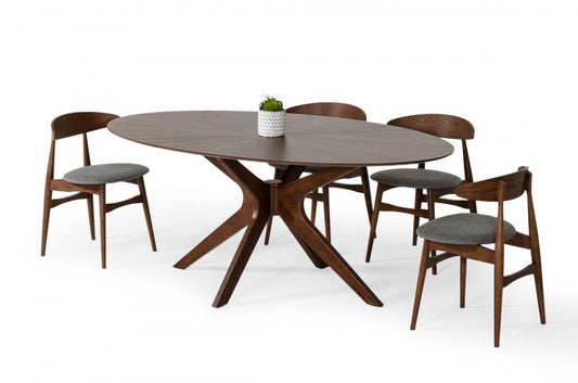 75" Walnut Finish Oval Wood Dining Table