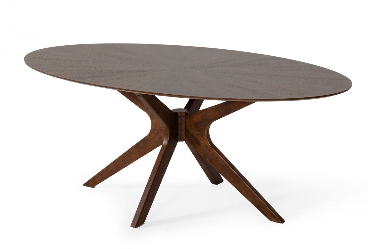 75" Walnut Finish Oval Wood Dining Table