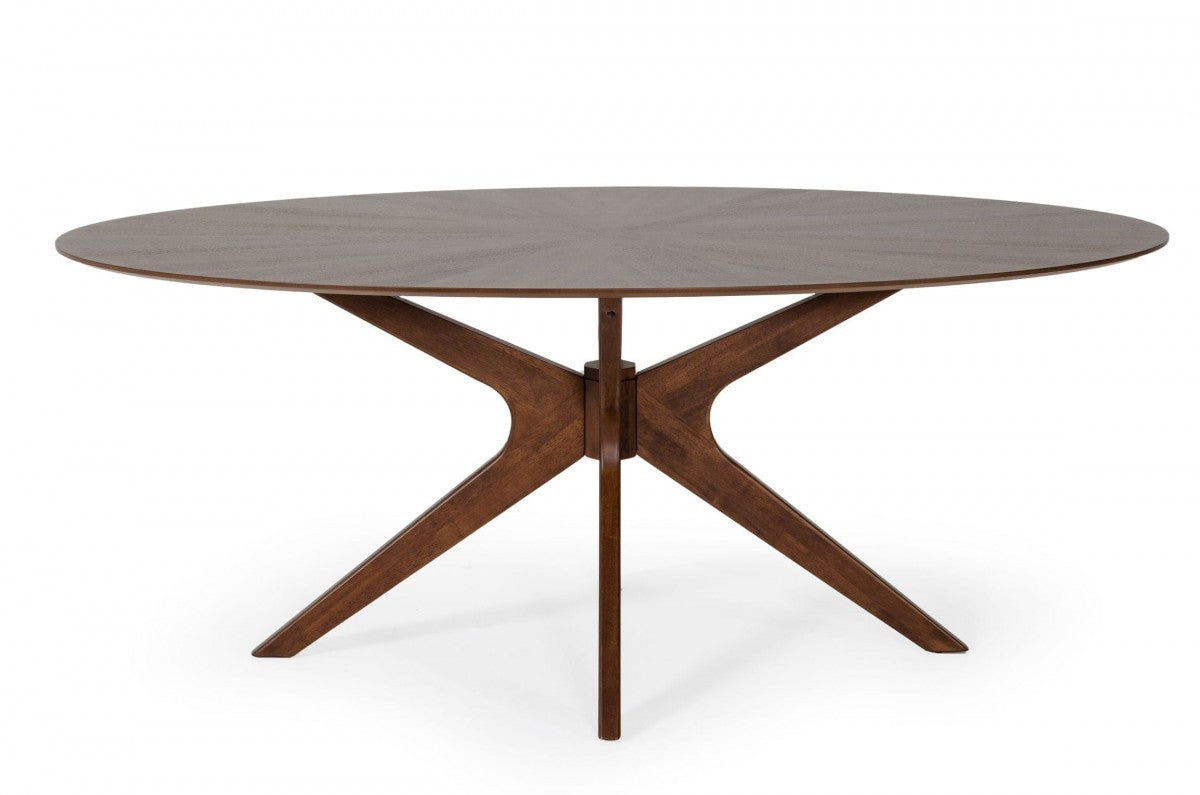 75" Walnut Finish Oval Wood Dining Table