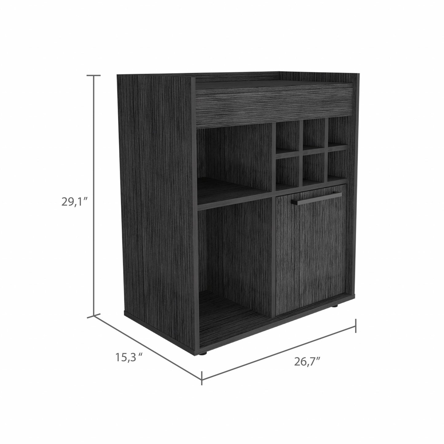 Smokey Oak Bar Cabinet with One Door Panel