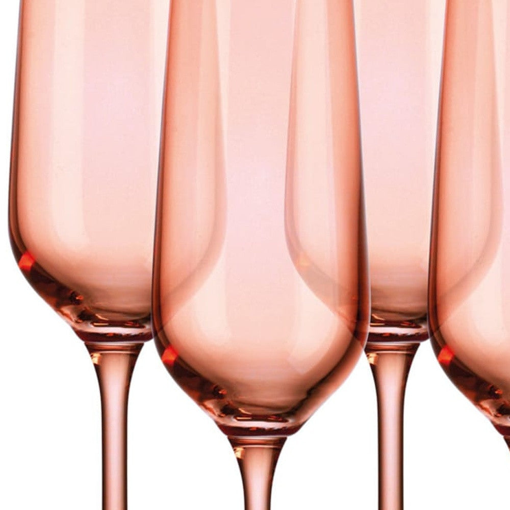 Set of Four Translucent Blush Champagne Flutes