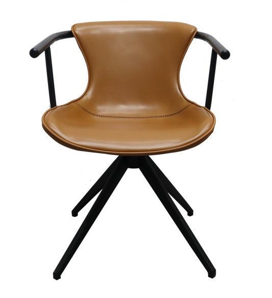 Camel Faux Leather Industrial Dining Chair