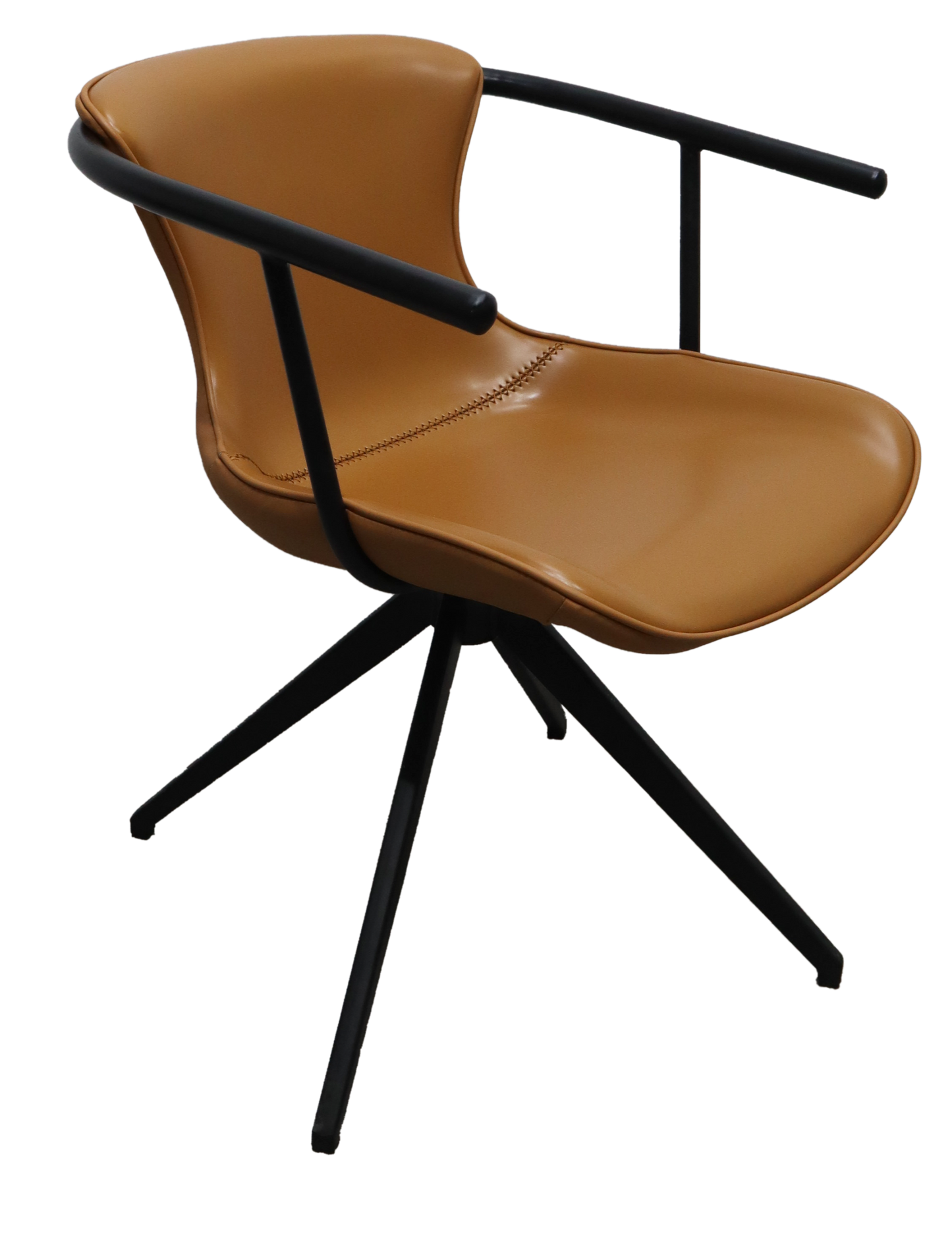 Camel Faux Leather Industrial Dining Chair