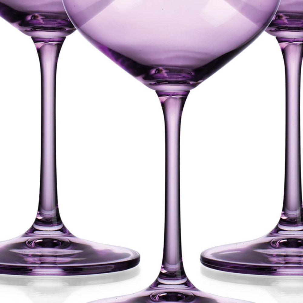 Set of Four Translucent Purple Large Wine Glasses