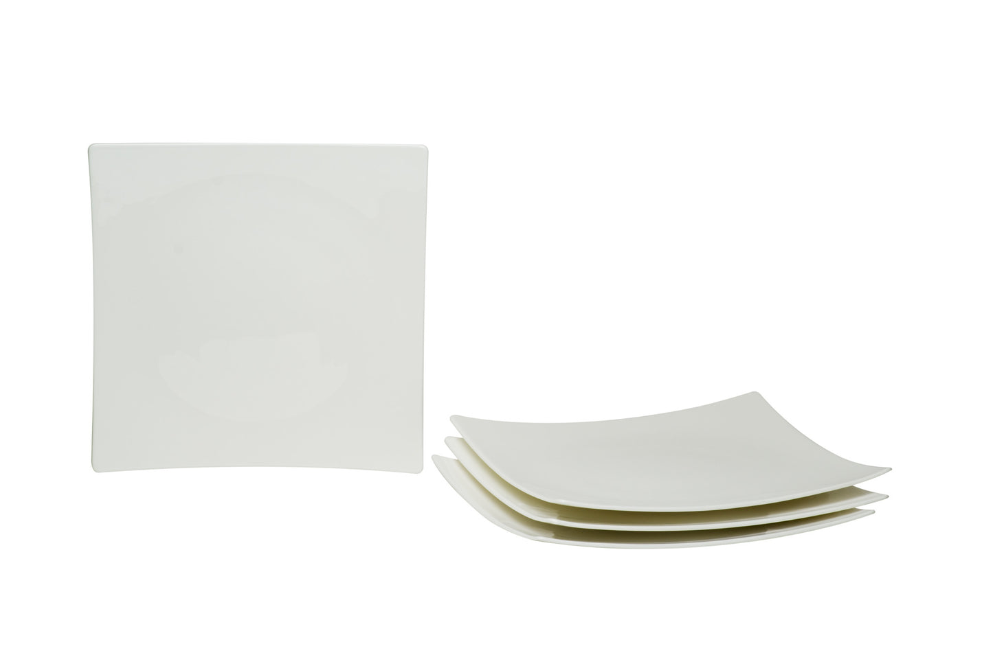 White Six Piece Square Bone China Service For Six Salad Plate Set