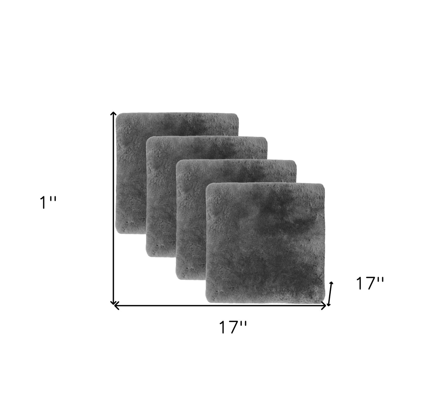 Set Of Four 17" X 17" Charcoal Grey Medical Sheepskin Chair Pads