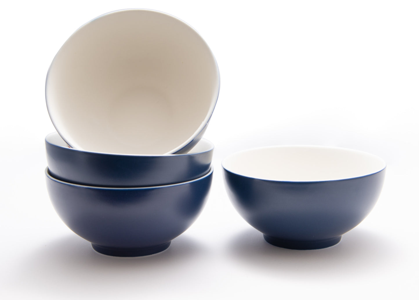 Blue and White Four Piece Porcelain Service For Four Bowl Set