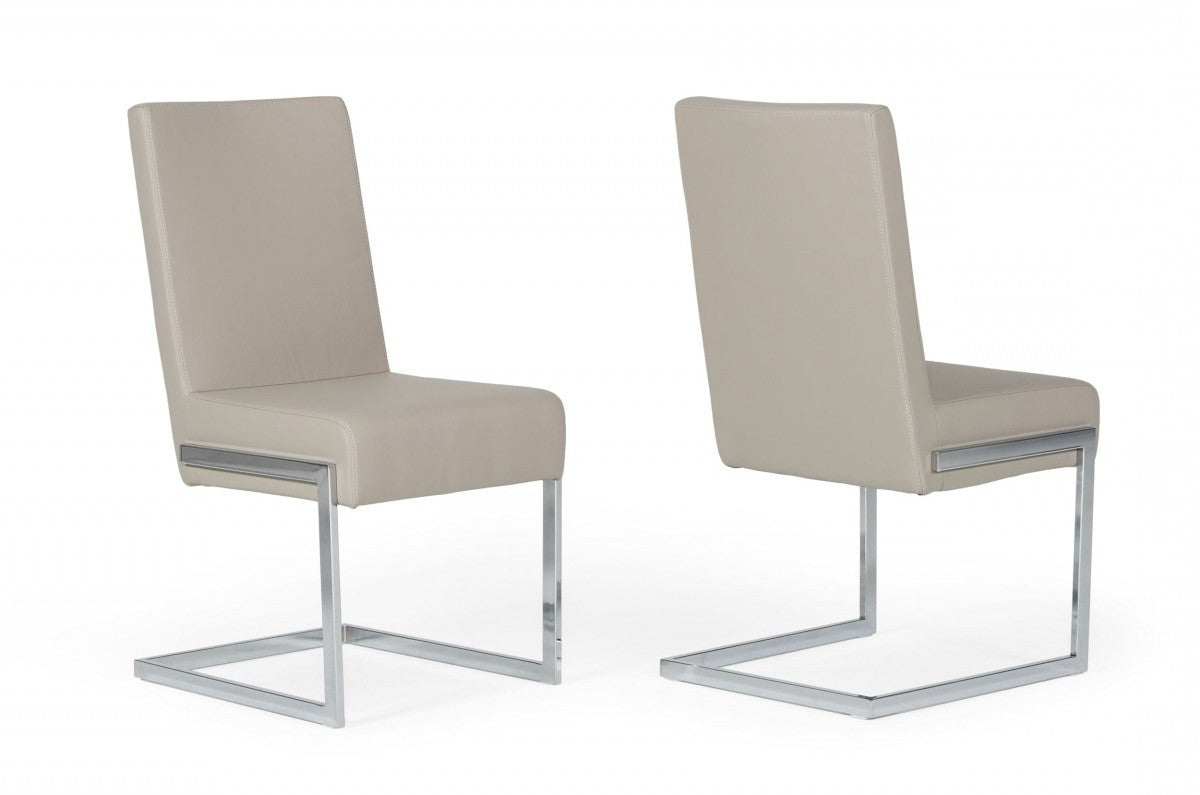 Set of Two Gray Silver Modern Dining Chairs