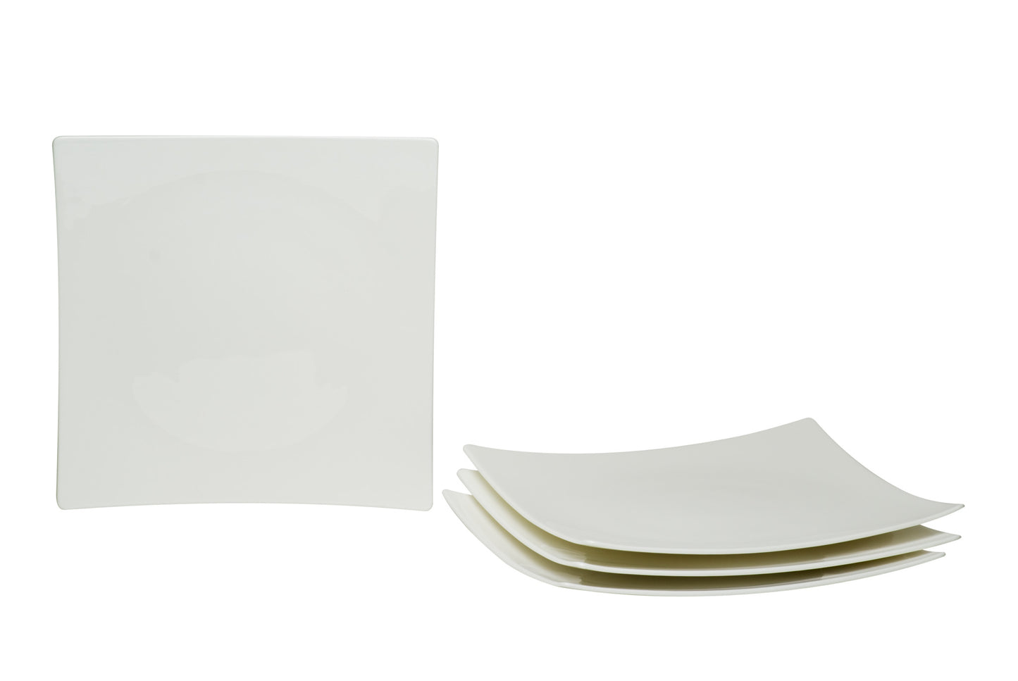 White Six Piece Square Bone China Service For Six Dinner Plate Set