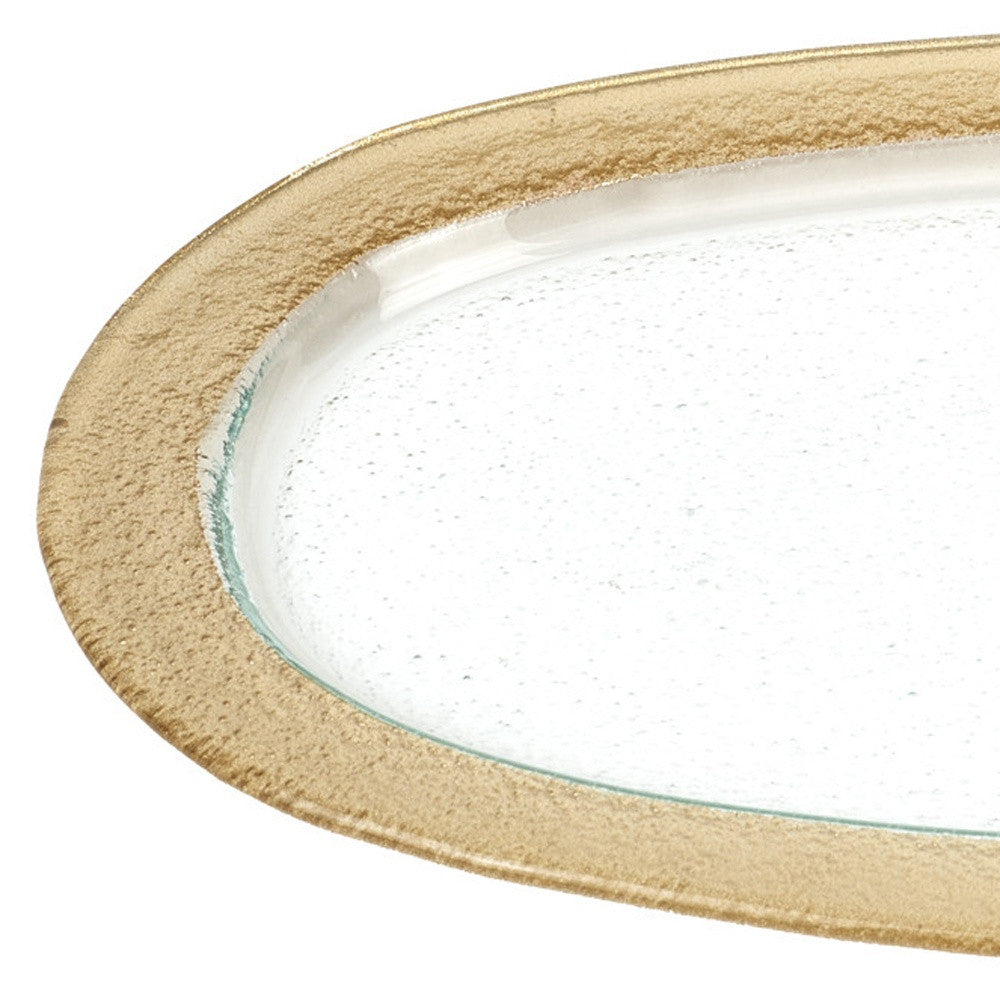 16" Gold Oval Glass Handmade Tray