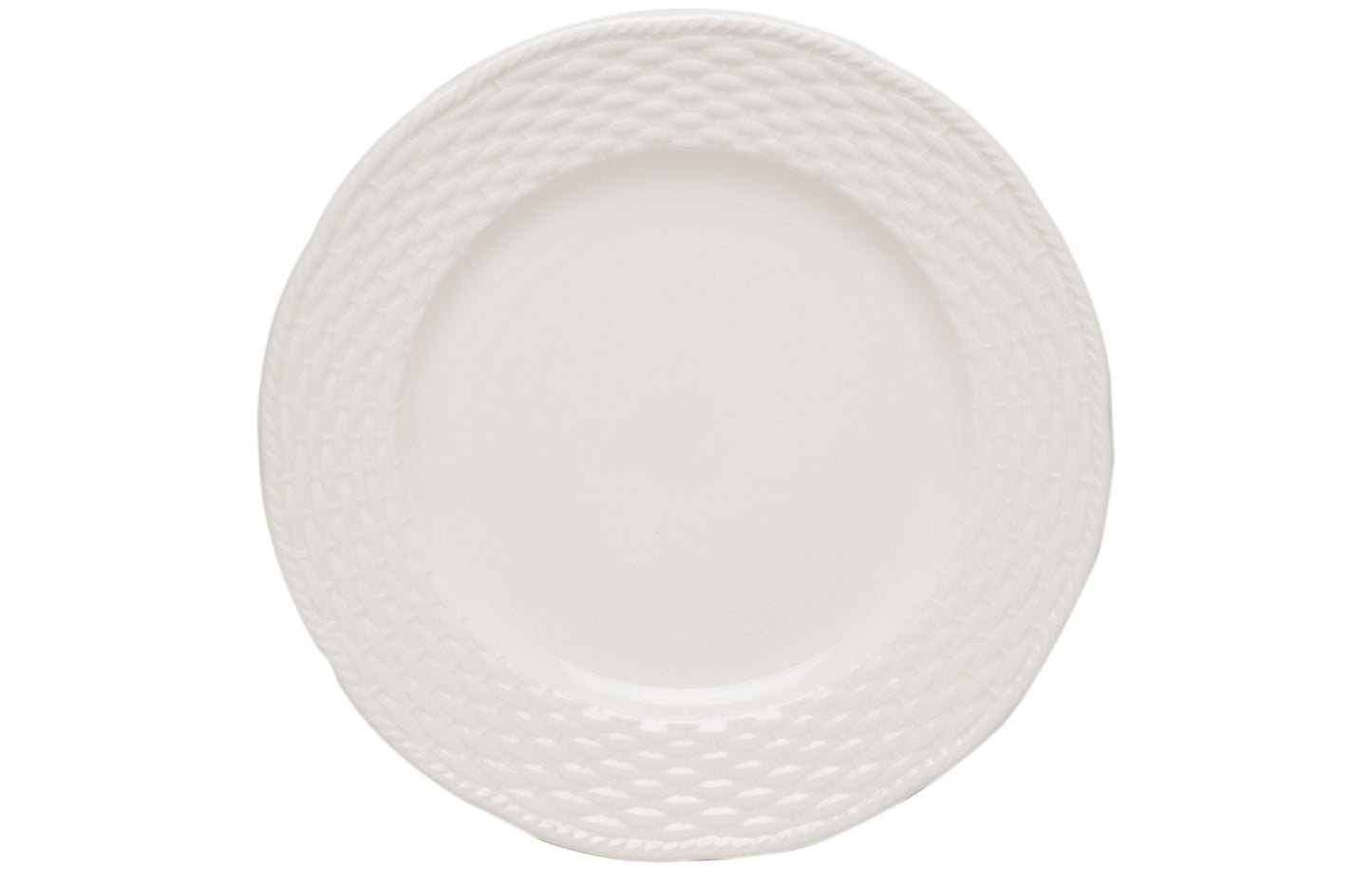 White Four Piece Weave Stoneware Service For Four Dinner Plate Set