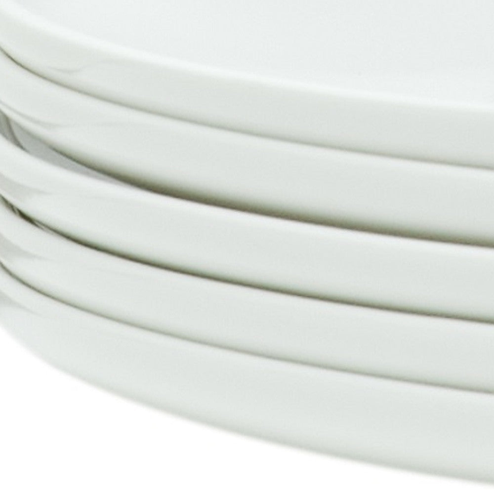 White Six Piece Round Coupe Porcelain Service For Six Dinner Plate Set