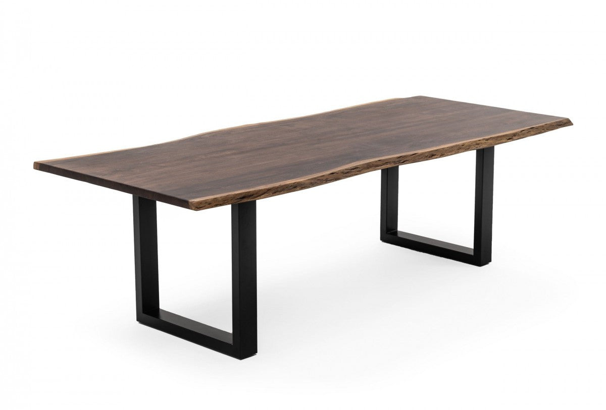 102" Acacia And Black Rectangular Solid Wood And Metal Dining Table