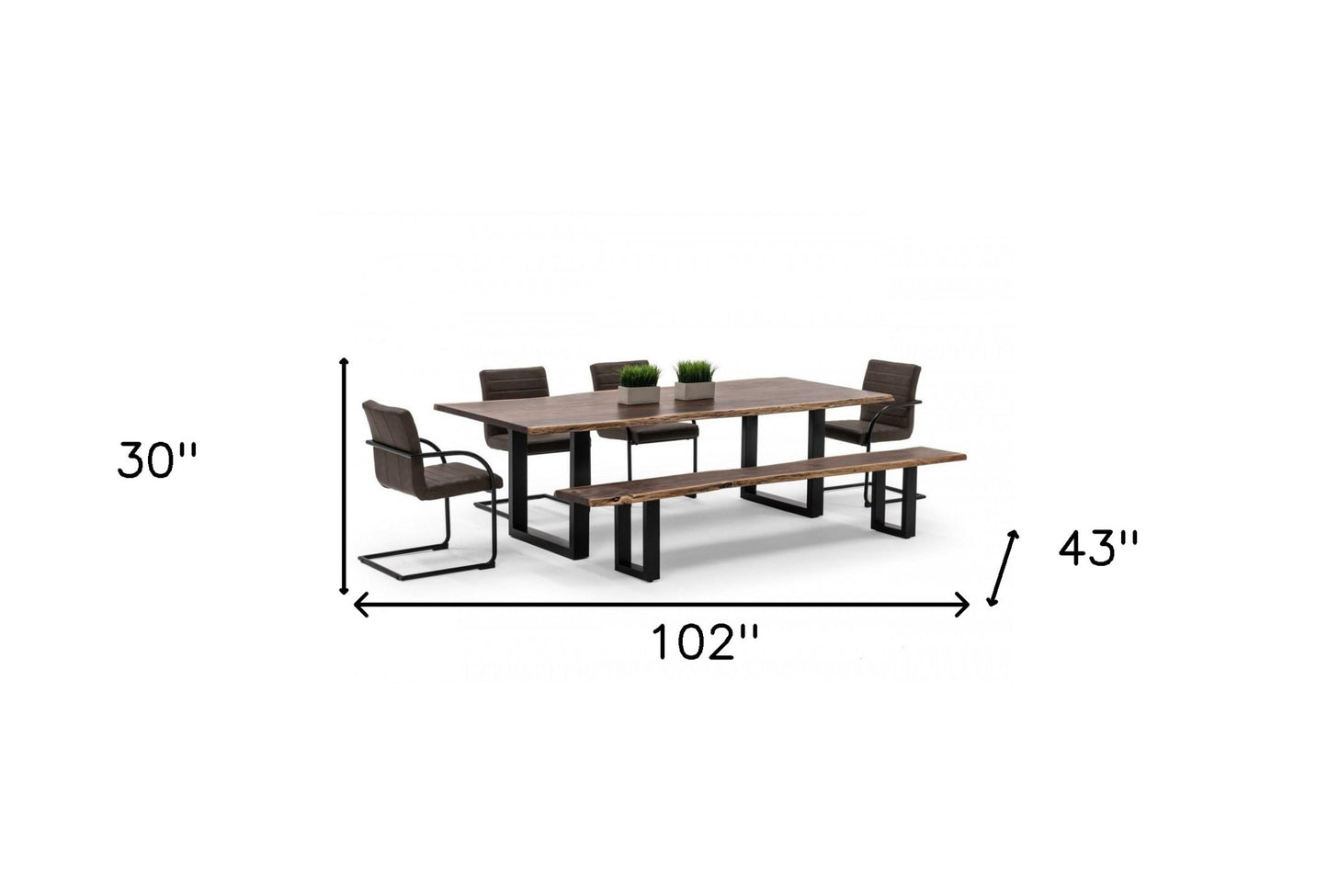 102" Acacia And Black Rectangular Solid Wood And Metal Dining Table