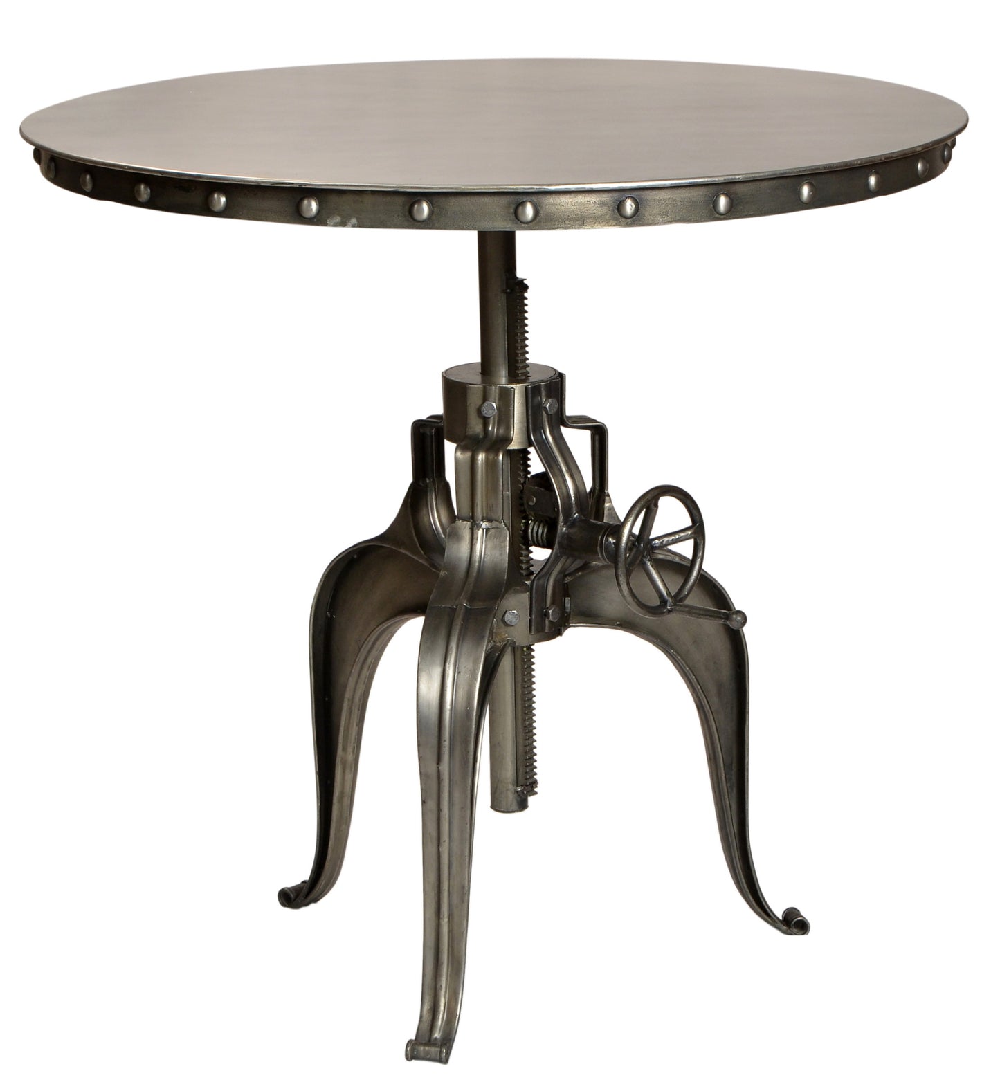 36" Silver Gunmetal Industrial Gear Adjustable Height Round Dining Table