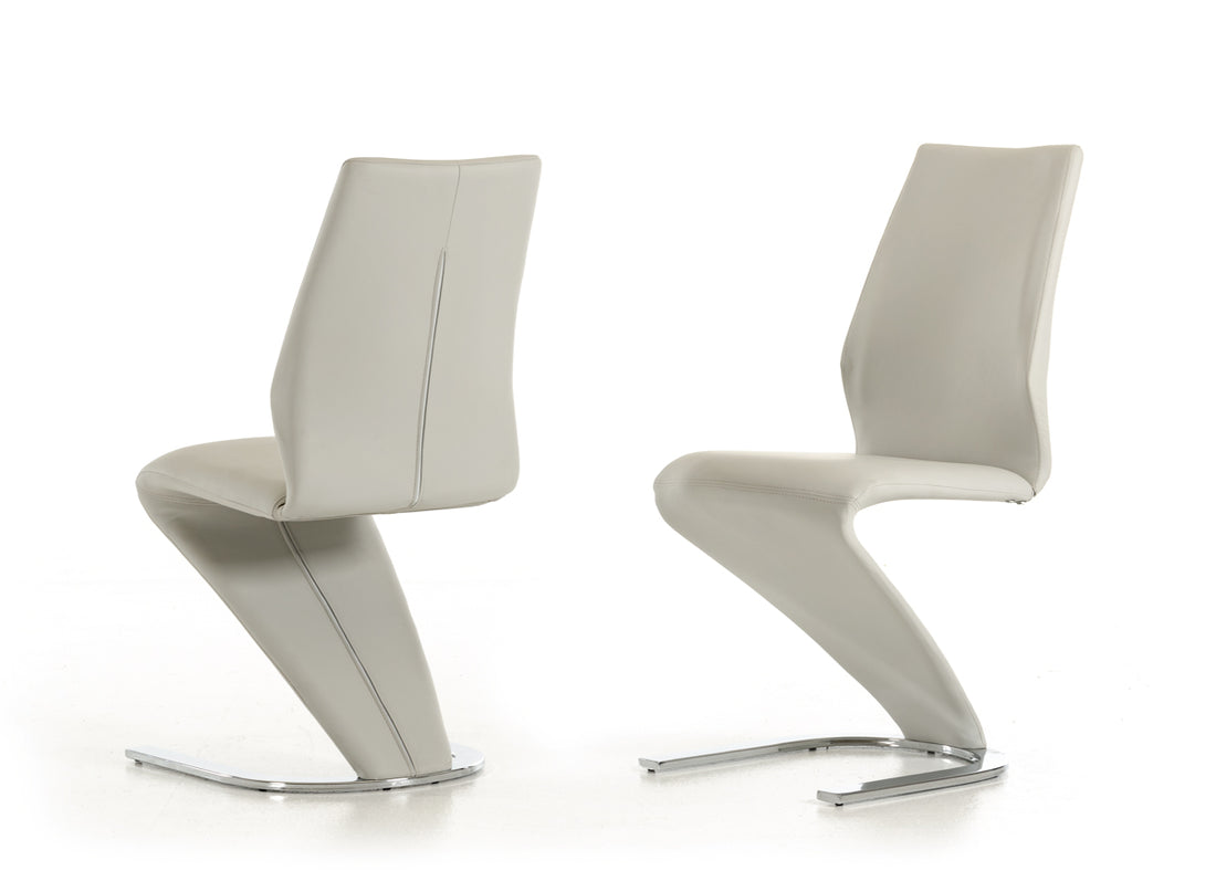 Set of Two White Faux Leather Modern Dining Chairs