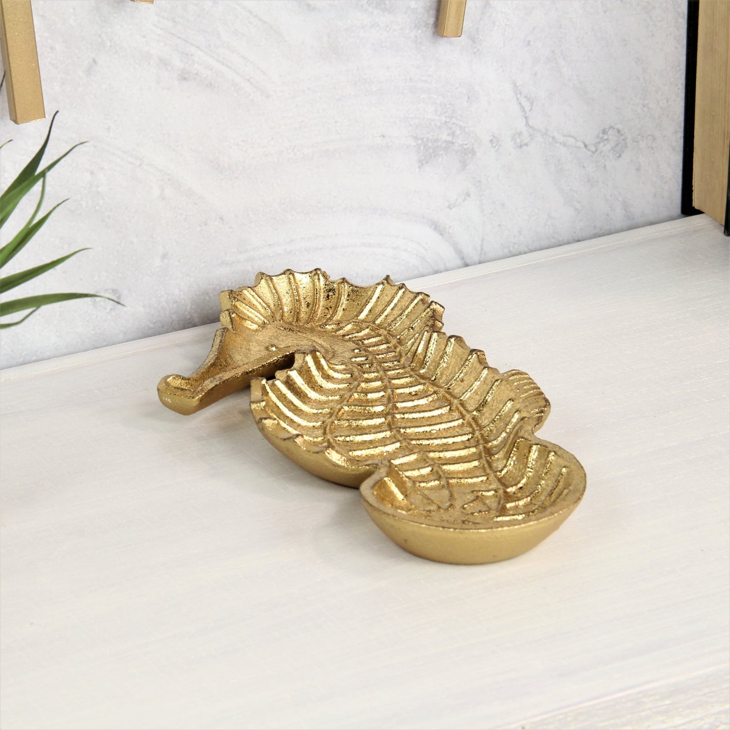 6" Gold Sea Horse Metal Handmade Tray