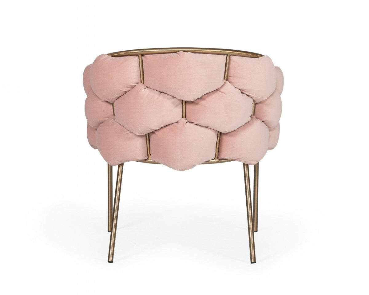 Pink Geo Velvet and Brushed Brass Velvet Dining Chair