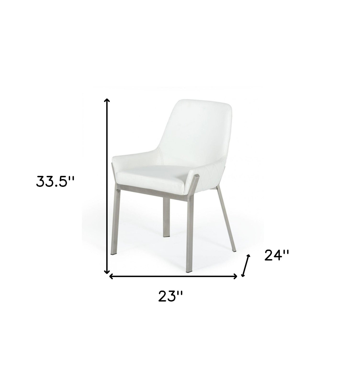 White Brushed Stainless Steel Dining Chair