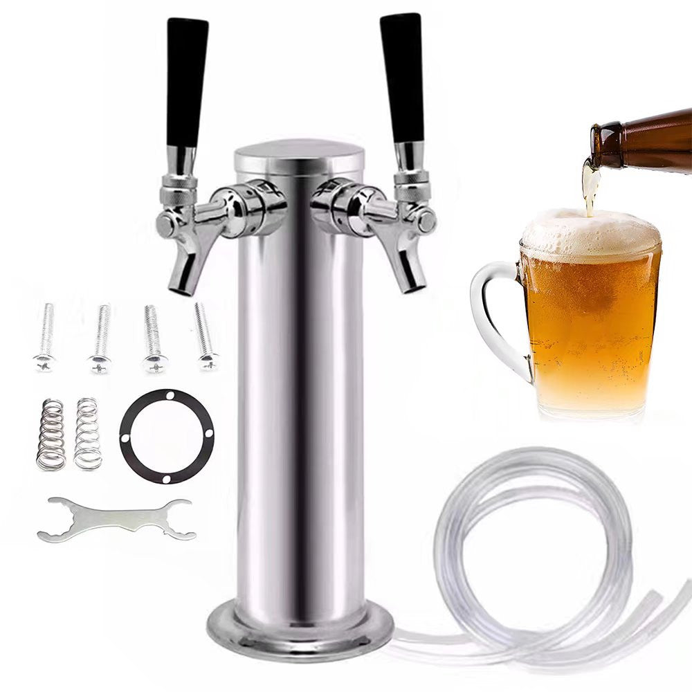 Modern Dual Faucet Stainless Steel Beer Dispenser