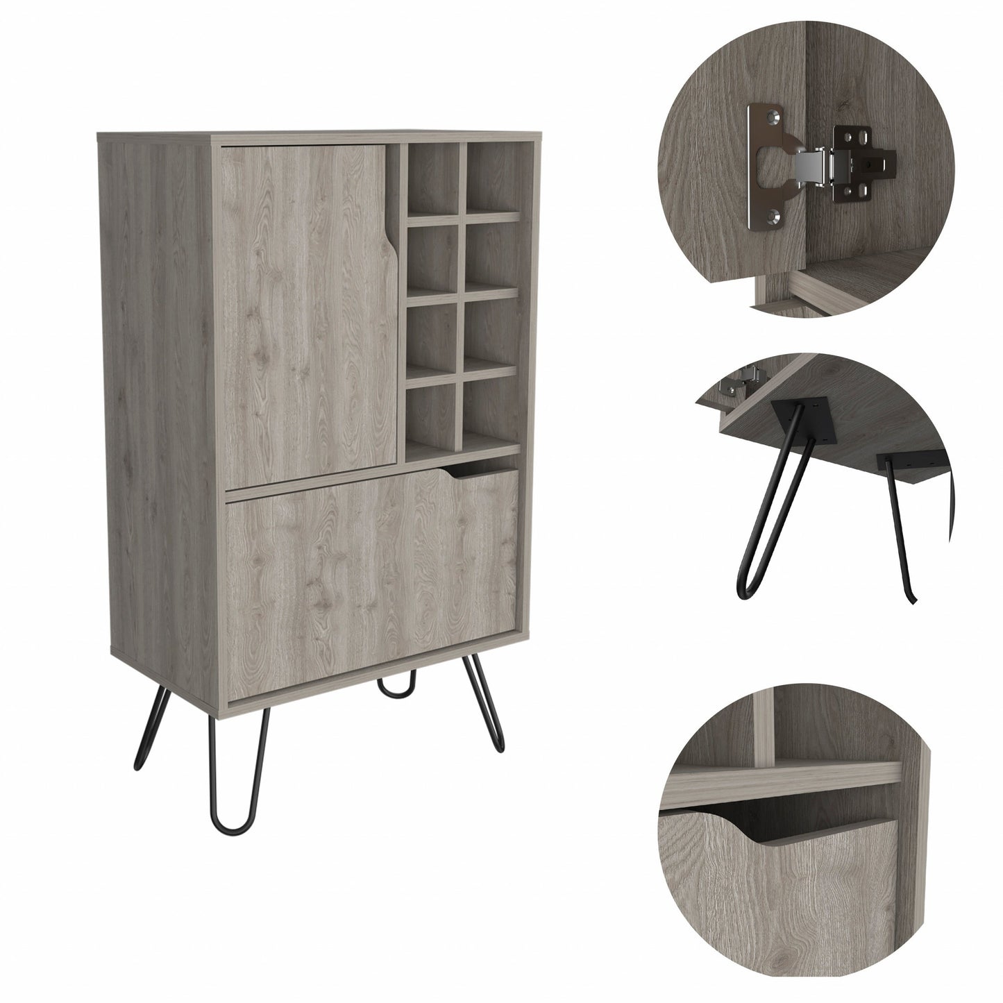 Light Gray Bar Cabinet with Two Door Panels