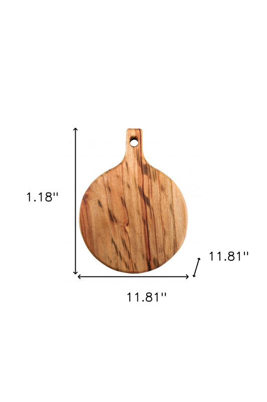 Natural Laurel Wood Anti Bacterial Round Pizza Paddle Board