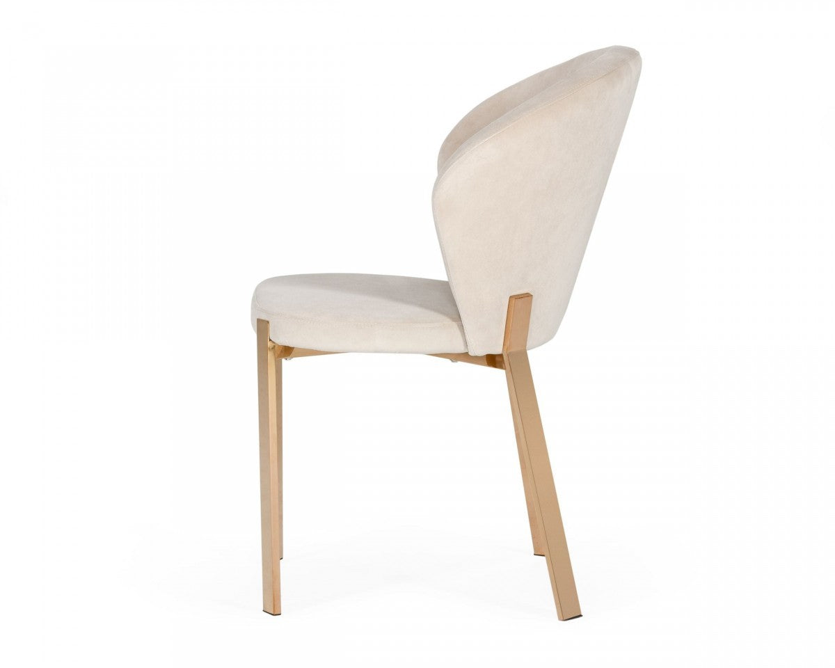 Beige Velvet Rosegold Dining Chair