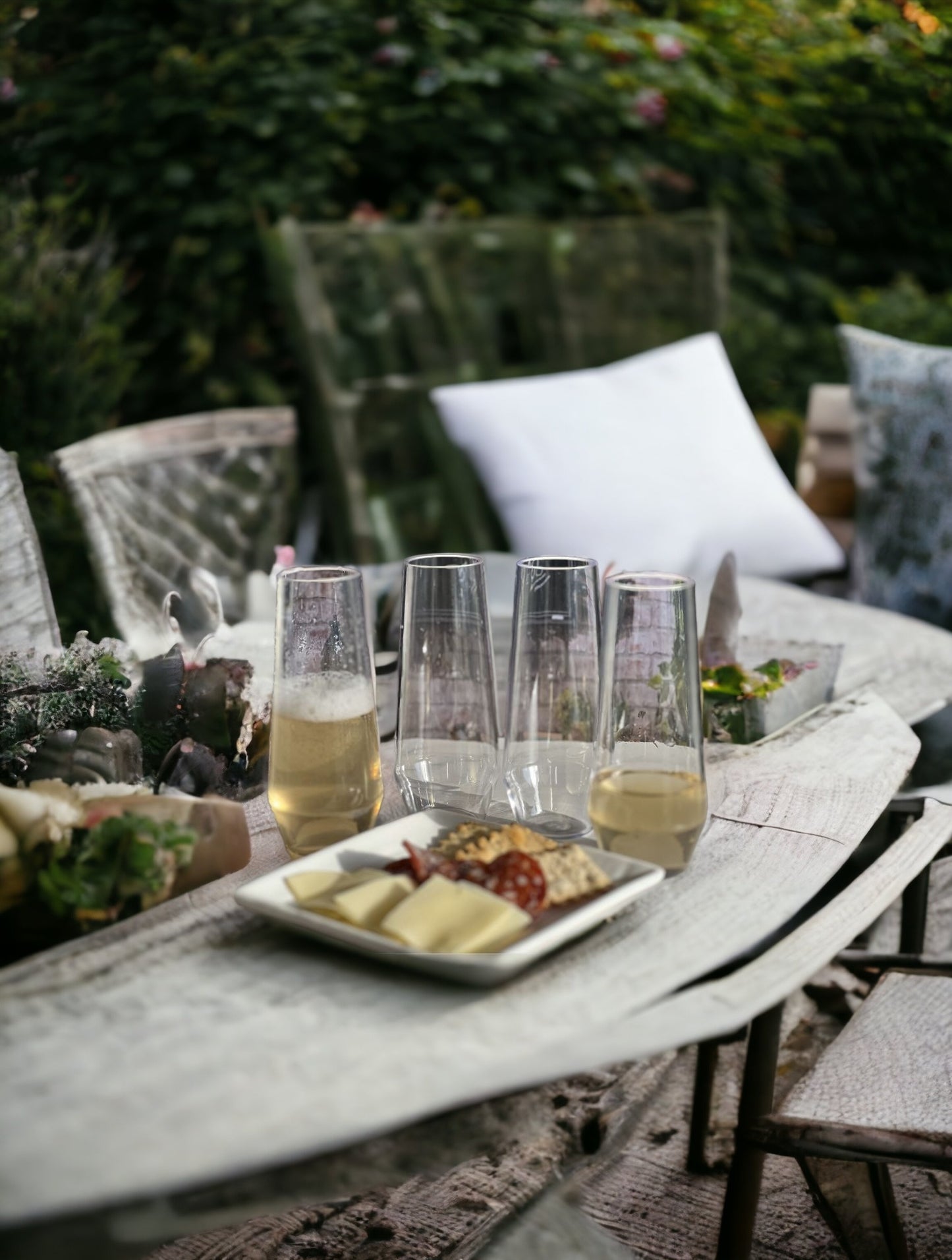 Set of Four Clear Tritan Plastic Stemmed All Purpose Wine Glass