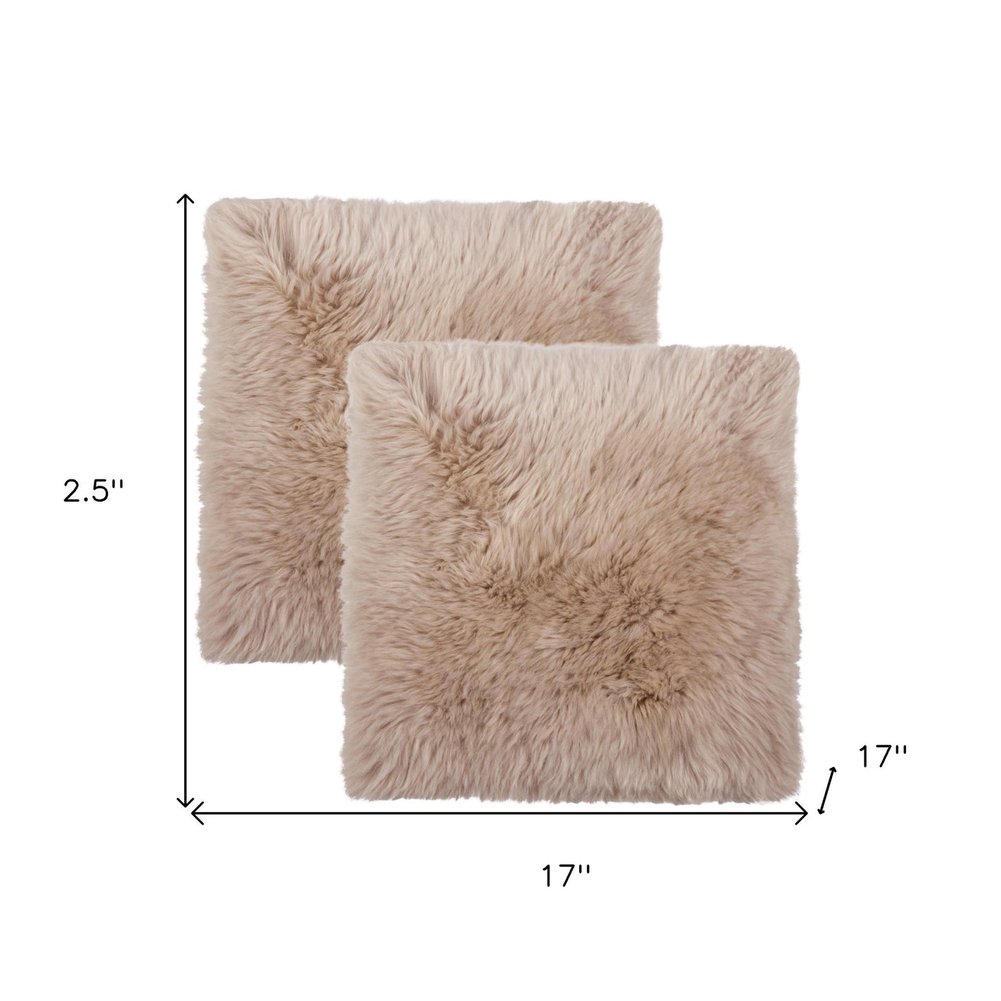 Set Of Two 17" X 17" Taupe Wool Solid Color Chair Pads