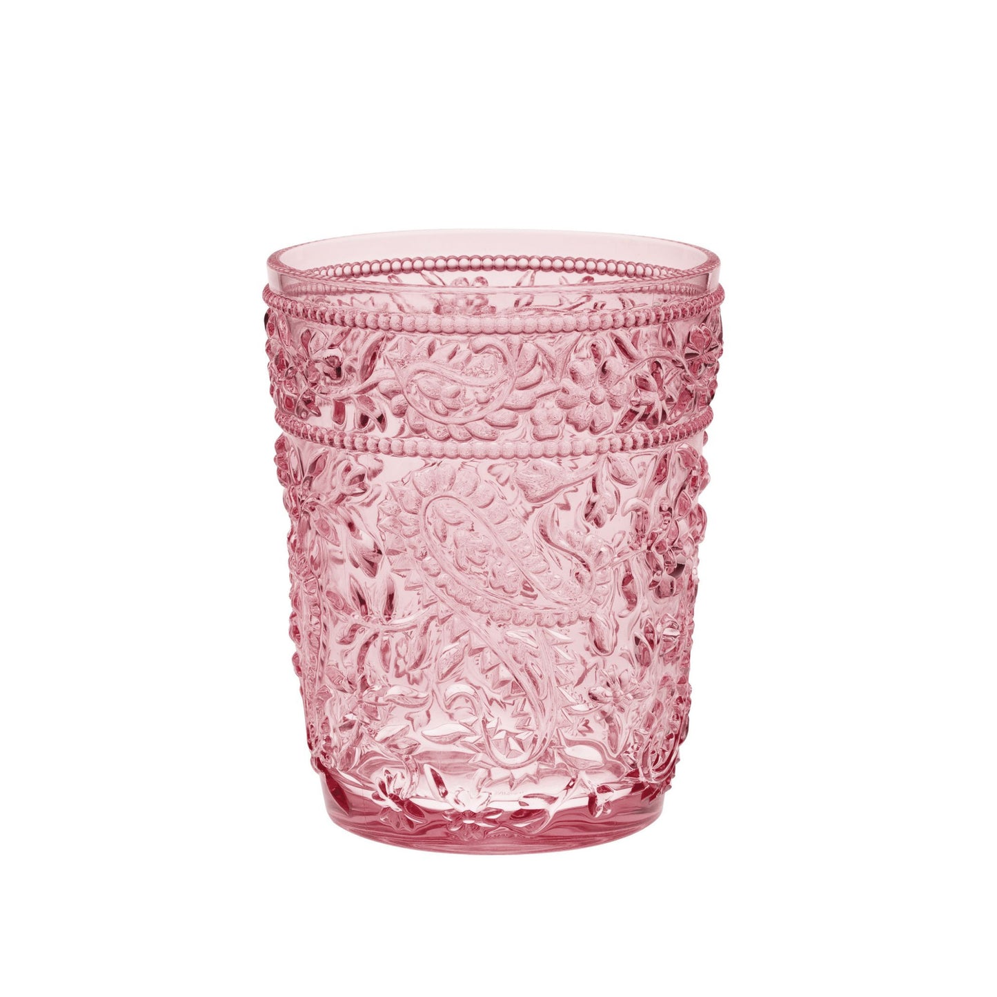 Set of Four Pink Paisley Acrylic Stemless Whiskey Glasses