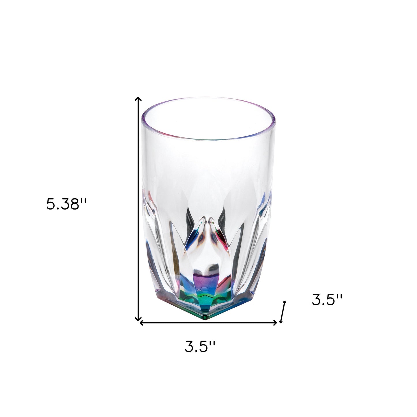 Set of Four Clear and Rainbow Geometric Acrylic Highball Glasses