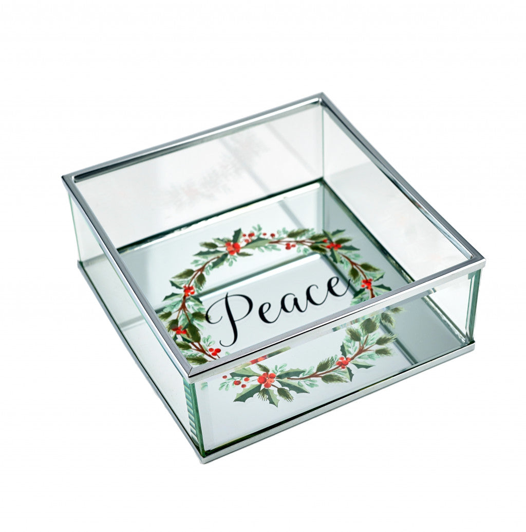 6" Christmas Wreath Peace Vanity Tray