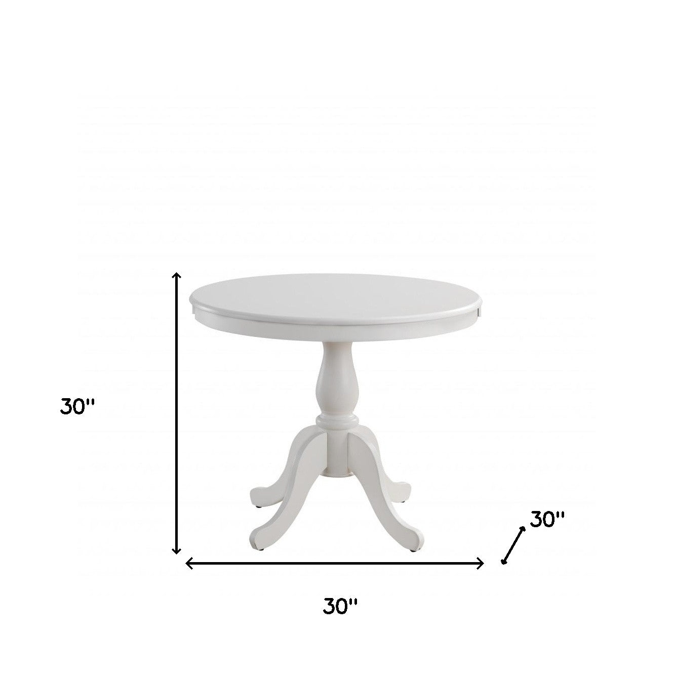 30" White Round Turned Pedestal Base Wood Dining Table