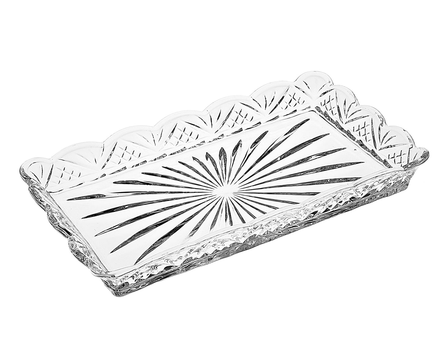 10" Rectangular Cut Crystal Narrow Serving Tray