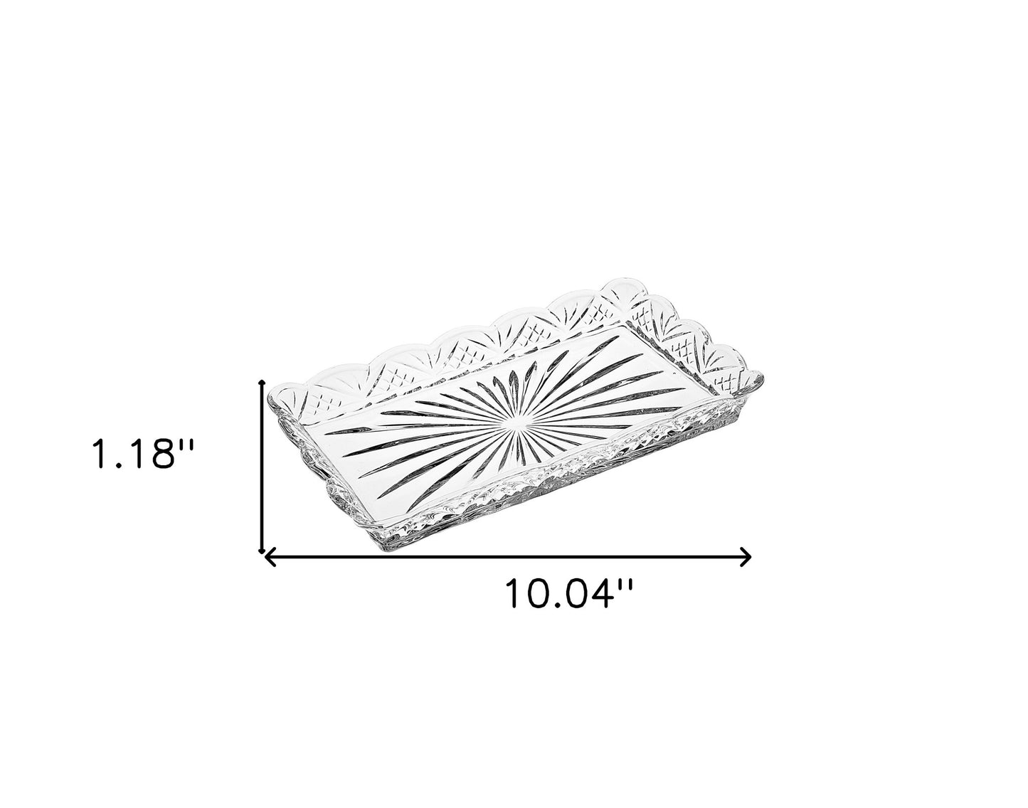 10" Rectangular Cut Crystal Narrow Serving Tray