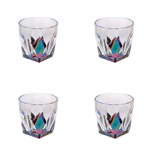 Set of Four Rainbow Geometric Acrylic Stemless Whiskey Glass