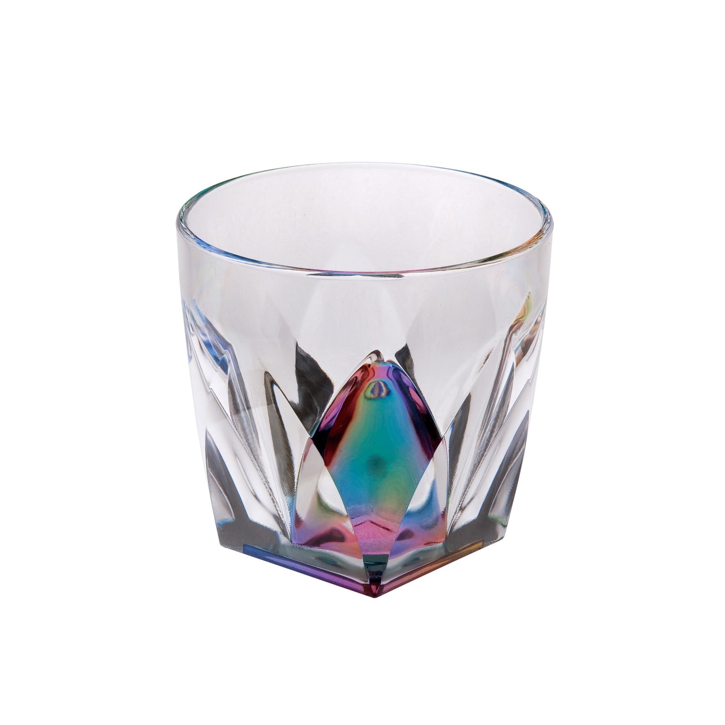 Set of Four Rainbow Geometric Acrylic Stemless Whiskey Glass