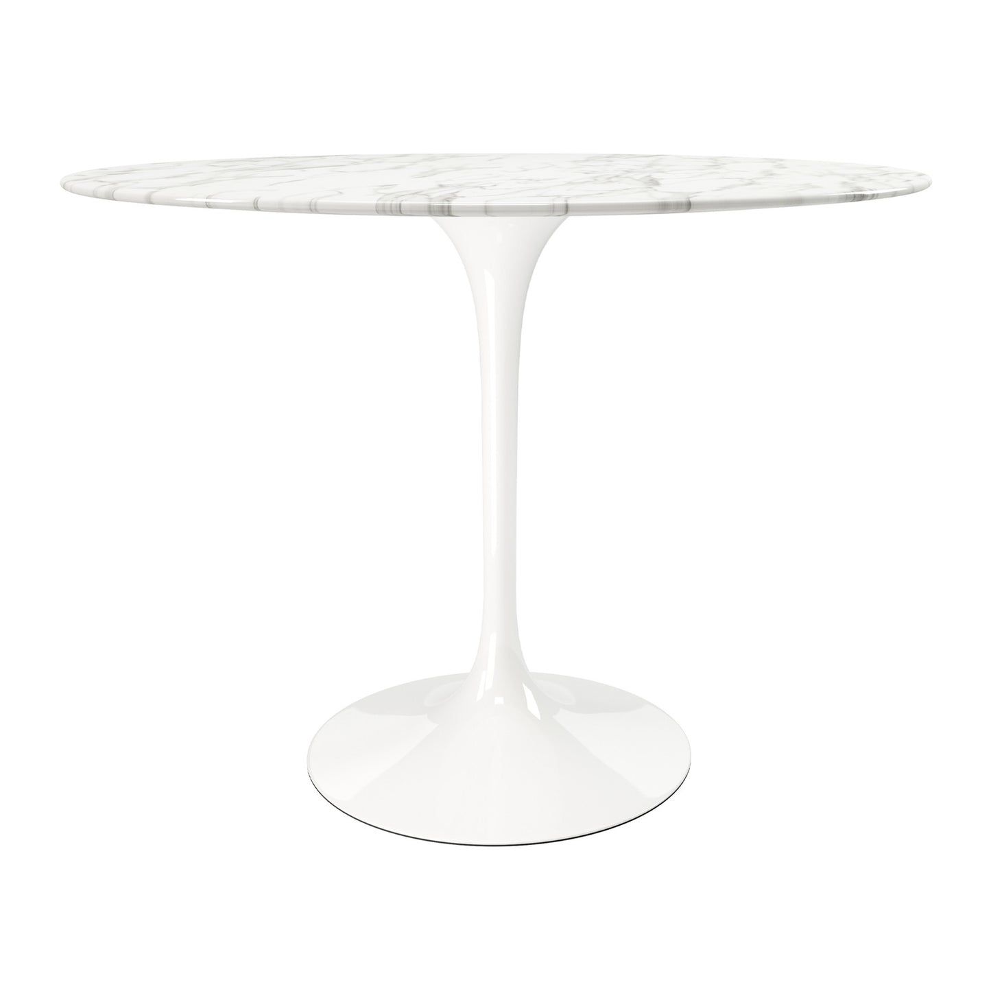 40" White Marble And Metal Dining Table