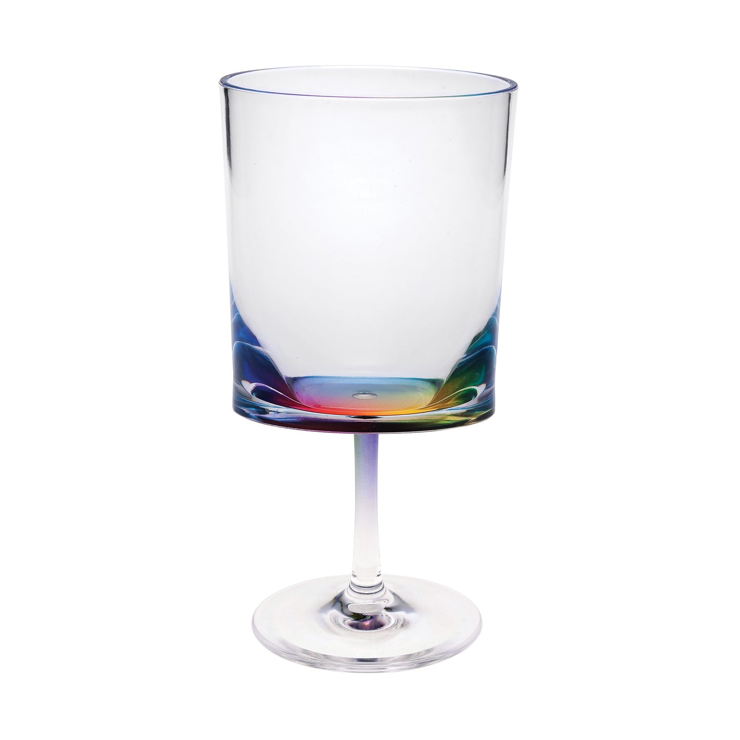 Set of Four Clear and Rainbow Geometric Acrylic Stemmed All Purpose Wine Glasses