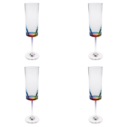 Set of Four Rainbow Geometric Acrylic Stemmed Flutes